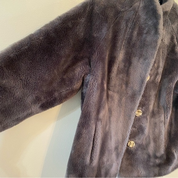 Borgana Vintage faux fur grey short coat medium - Picture 2 of 7